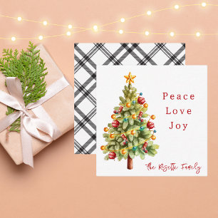 Carte De Correspondance Aquarelle Arbre de Noël Moderne Paix Amour Joie