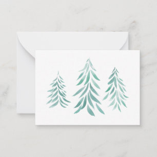 Carte De Correspondance Aquarelle Arbres À feuillage persistant Brosses