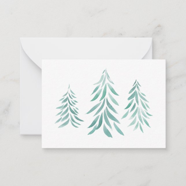 Carte De Correspondance Aquarelle Arbres Persistants Pinceaux  (Devant)