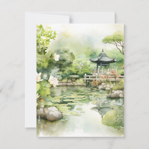 Carte De Correspondance Aquarelle Arrière - plan paysage japonais