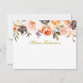 Carte De Correspondance Aquarelle Automne Floral Or personnalisé