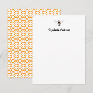 Carte De Correspondance Aquarelle Bee & Honeycomb Personnalisé