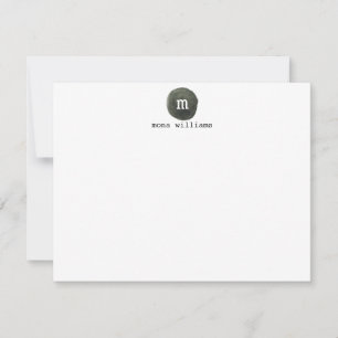 Carte De Correspondance Aquarelle blanche grise Cercle noir moderne Monogr