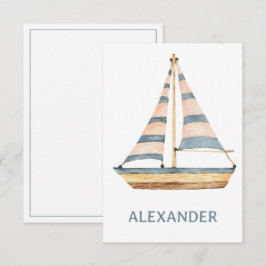 Carte De Correspondance Aquarelle Bleue Bleu Bande Voilier