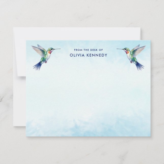 Carte De Correspondance Aquarelle bleue Colibri du bureau de (Devant)