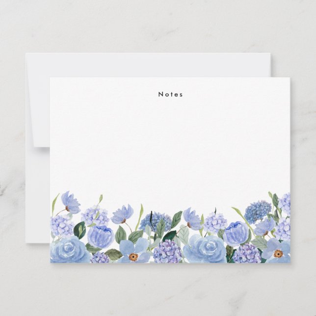 Carte De Correspondance Aquarelle Blue Hydrangeas Personnalisé (Devant)