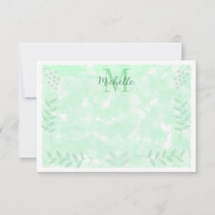 Carte De Correspondance Aquarelle botanique branches feuilles monogramme