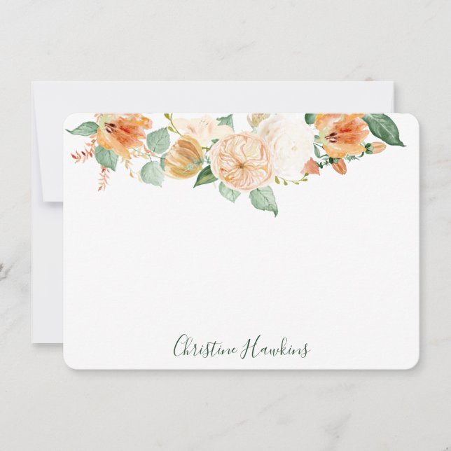 Carte De Correspondance Aquarelle Botanique De Pêche Boho Personnalisée (Devant)