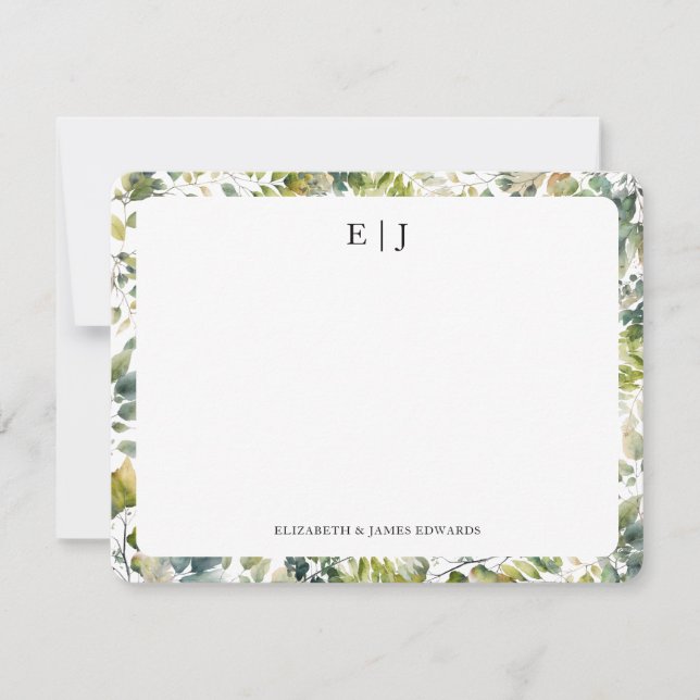 Carte De Correspondance Aquarelle Botanique Feuilles Personnalisés (Devant)