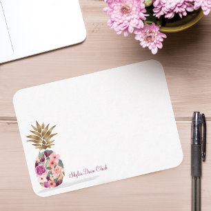 Carte De Correspondance Aquarelle botanique fleurie chic Ananas doré