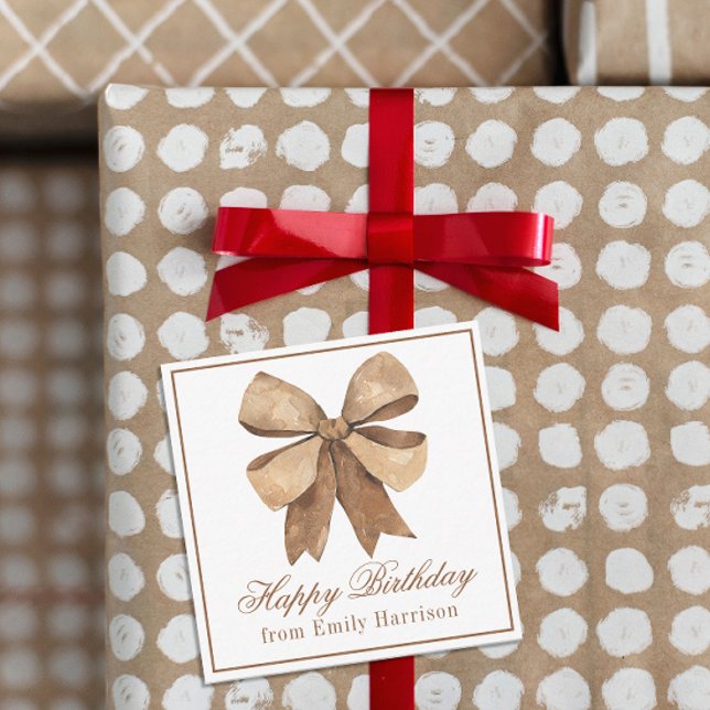 Carte De Correspondance Aquarelle Bow Burlap Naturel (Créateur téléchargé)