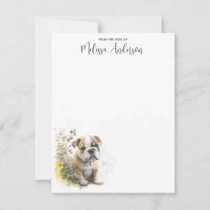 Carte De Correspondance Aquarelle Bulldog mignonette Chiot personnalisé