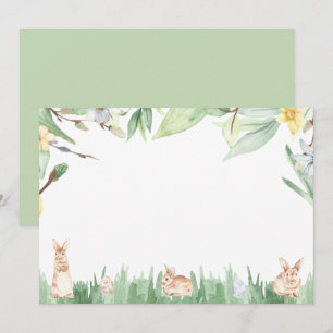Carte De Correspondance Aquarelle Bunnies Printemps