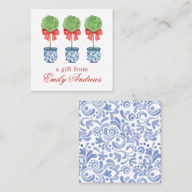 Carte De Correspondance Aquarelle Chinoiserie Bow rouge Topio (Devant / Derrière)