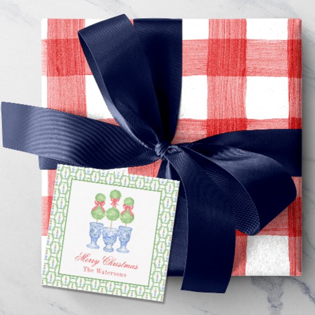 Carte De Correspondance Aquarelle Chinoiserie Christmas Bow Topift Cadeau (Créateur téléchargé)