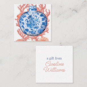 Carte De Correspondance Aquarelle Chinoiserie Ginger Jar et Cadeau Coral