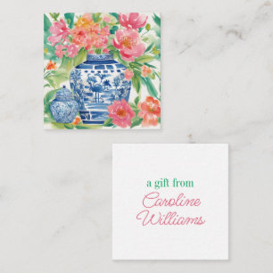 Carte De Correspondance Aquarelle Chinoiserie Ginger Jar of Flowers Cadeau