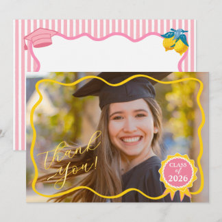 Carte De Correspondance Aquarelle Citron Fraîchement Diplômé Photo Classe
