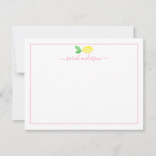 Carte De Correspondance Aquarelle Citron rose Bordure personnalisée