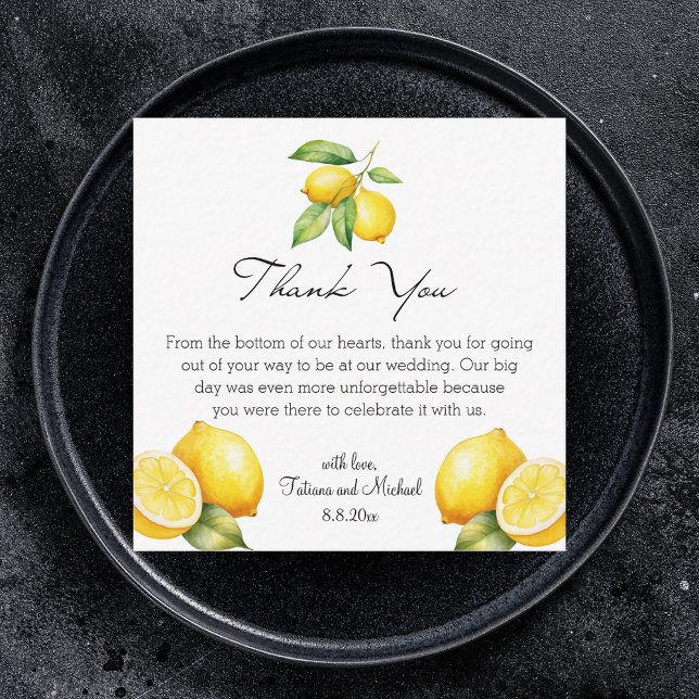 Carte De Correspondance aquarelle citrons limoncello mariage merci (Créateur téléchargé)