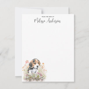 Carte De Correspondance Aquarelle de chien beagle Personnalisé Chiot migno