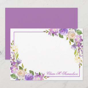 Carte De Correspondance Aquarelle de lavande violette personnalisée Floral