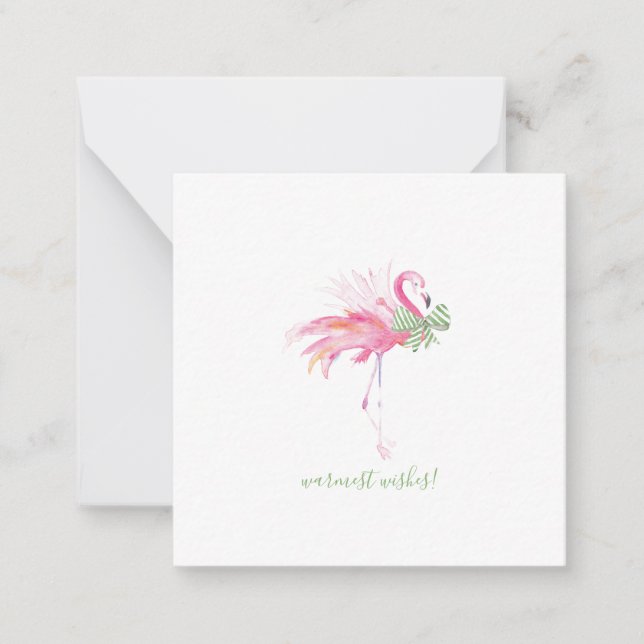 Carte De Correspondance Aquarelle de Noël Flamant rose rose tropical (Devant)