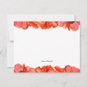 Carte De Correspondance Aquarelle de pavot rouge