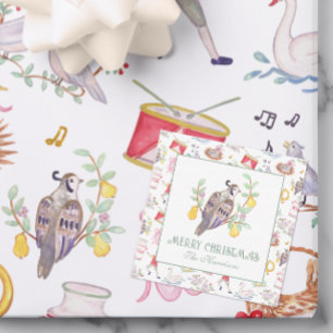 Carte De Correspondance Aquarelle Douze Jours de Noël Enceinte Cadeau