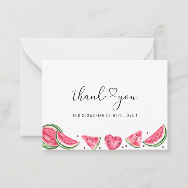 Carte De Correspondance Aquarelle Elegant Melon baby shower merci (Devant)