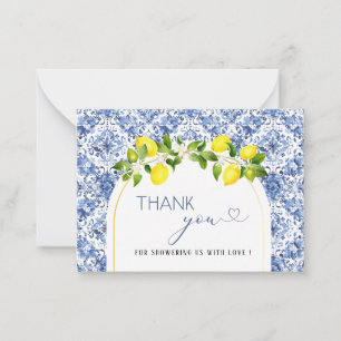 Carte De Correspondance Aquarelle ElegantCitrus Lemon baby shower merci