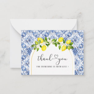 Carte De Correspondance Aquarelle ElegantCitrus Lemon baby shower merci