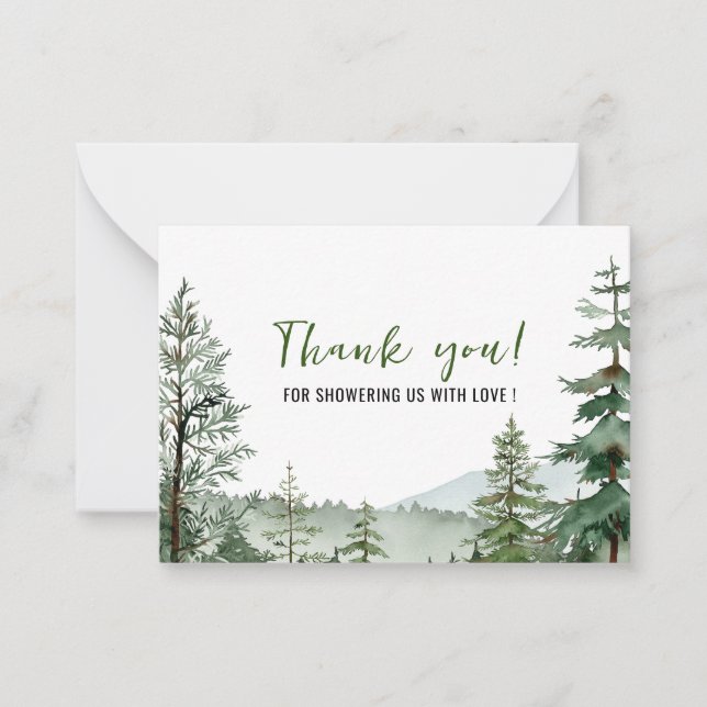 Carte De Correspondance Aquarelle Élégante Bois Animaux Merci (Devant)