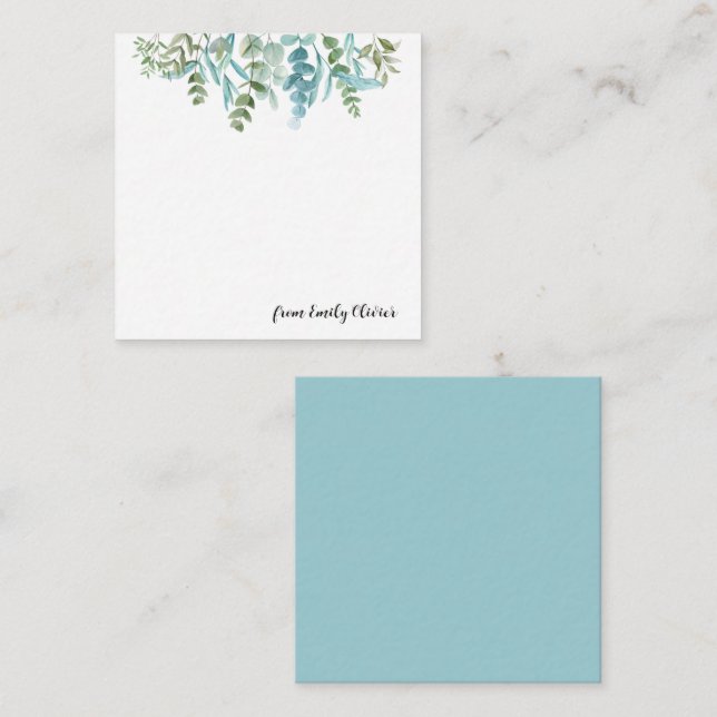 Carte De Correspondance Aquarelle Elégante Verdure - Nom personnalisé (Devant / Derrière)
