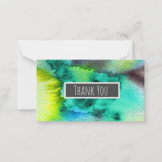 Carte De Correspondance Aquarelle en marbre bleu vert (Devant)