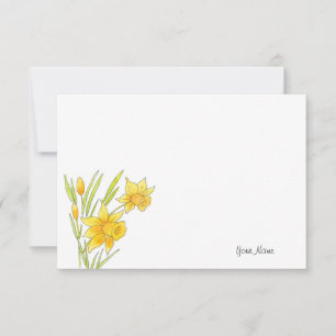 Carte De Correspondance Aquarelle et daffodiques de stylo