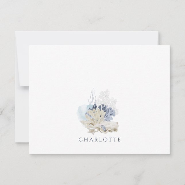 Carte De Correspondance Aquarelle Ethérée Corail Océan Personnalisé (Devant)