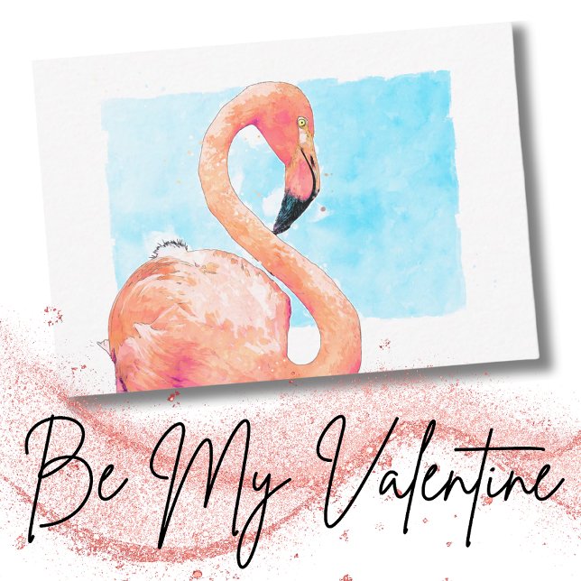 Carte De Correspondance Aquarelle Flamant Rose École Saint-Valentin (Créateur téléchargé)