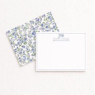 Carte de correspondance aquarelle Fleur Bleue pour