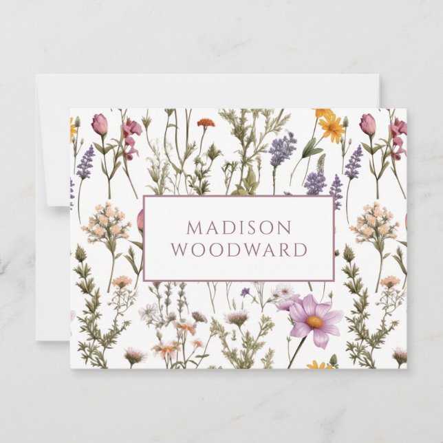 Carte De Correspondance Aquarelle Fleur sauvage personnalisée (Devant)