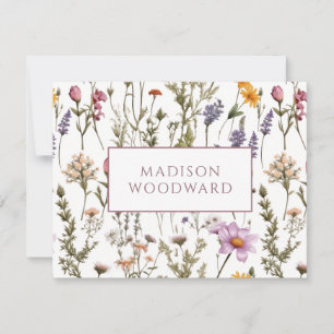 Carte De Correspondance Aquarelle Fleur sauvage personnalisée