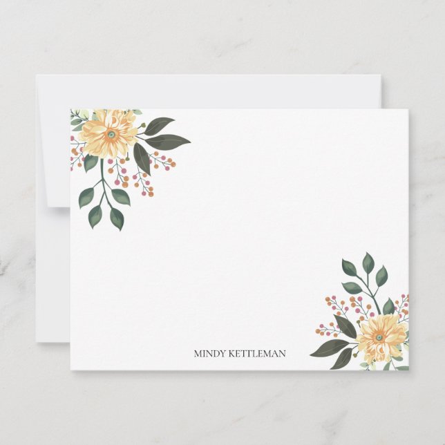 Carte De Correspondance Aquarelle Floral Personnaliser et Monogramme (Devant)