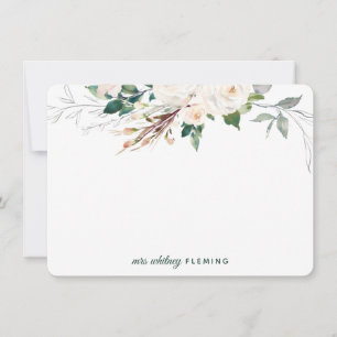 Carte De Correspondance Aquarelle Florale Blanche Personnalisée Verdure Mm