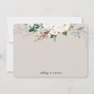 Carte De Correspondance Aquarelle Florale Blanche Personnalisée Verdure Mm