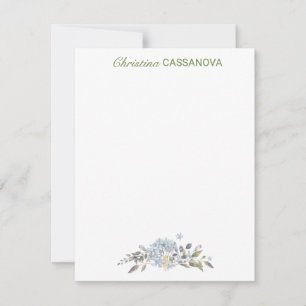 Carte De Correspondance Aquarelle florale bleu féminin Personnalisée