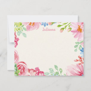Carte De Correspondance Aquarelle florale élégante Papeterie personnalisée