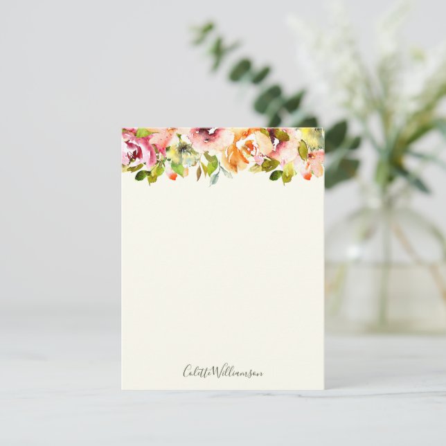 Carte De Correspondance Aquarelle florale personnalisée Pays rustique (Debout devant)