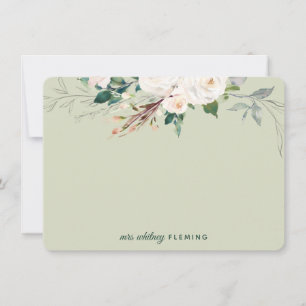 Carte De Correspondance Aquarelle Florale Vert Personnalisée Verdure Mme.