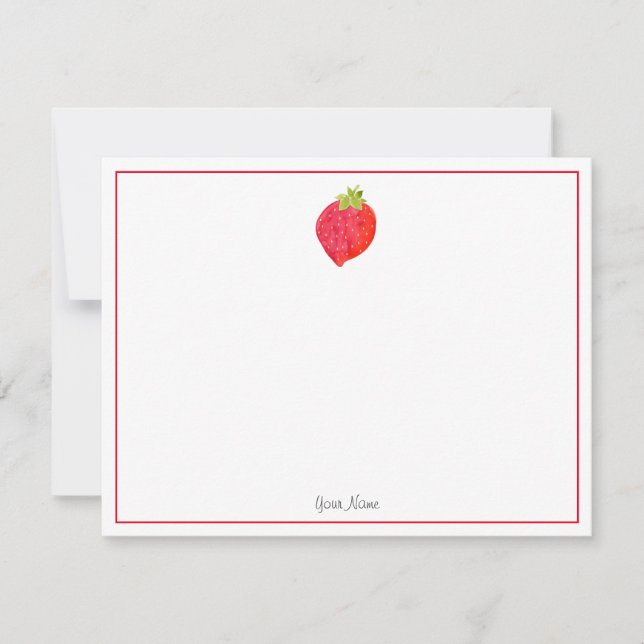 Carte De Correspondance Aquarelle fraise (Devant)