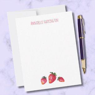 Carte De Correspondance Aquarelle fraise élégante à la main